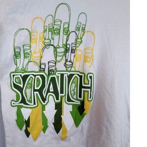 Vintage Scratch Mens Graphic T-Shirt White XL Made in USA Streetwear Hip Hop